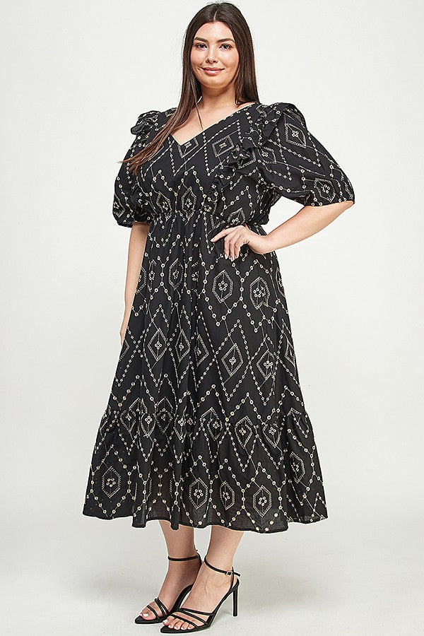 Avery embroidered  Curvy eyelet dress