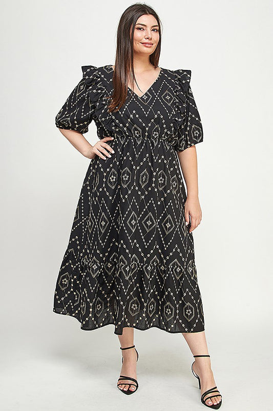 Avery embroidered  Curvy eyelet dress