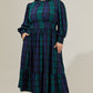 Hudson Plaid Caitlyn Smock Sleeve Midi Dress