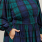 Hudson Plaid Caitlyn Smock Sleeve Midi Dress