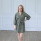 Olive Embroidered Belted Dress