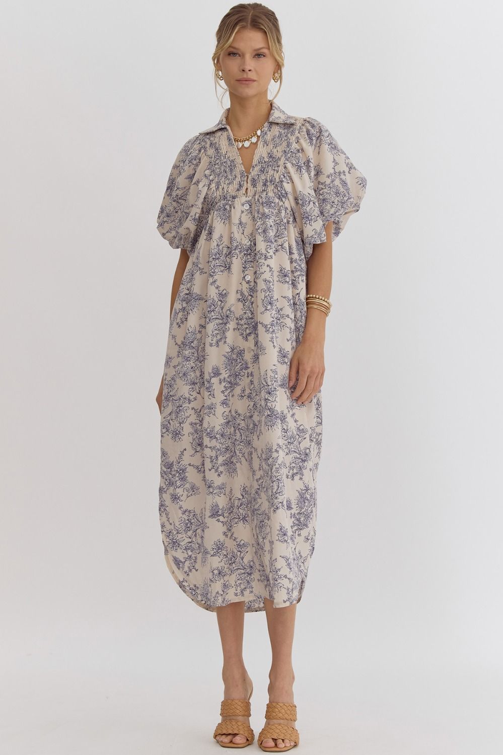 Diana Toile puff sleeve dress