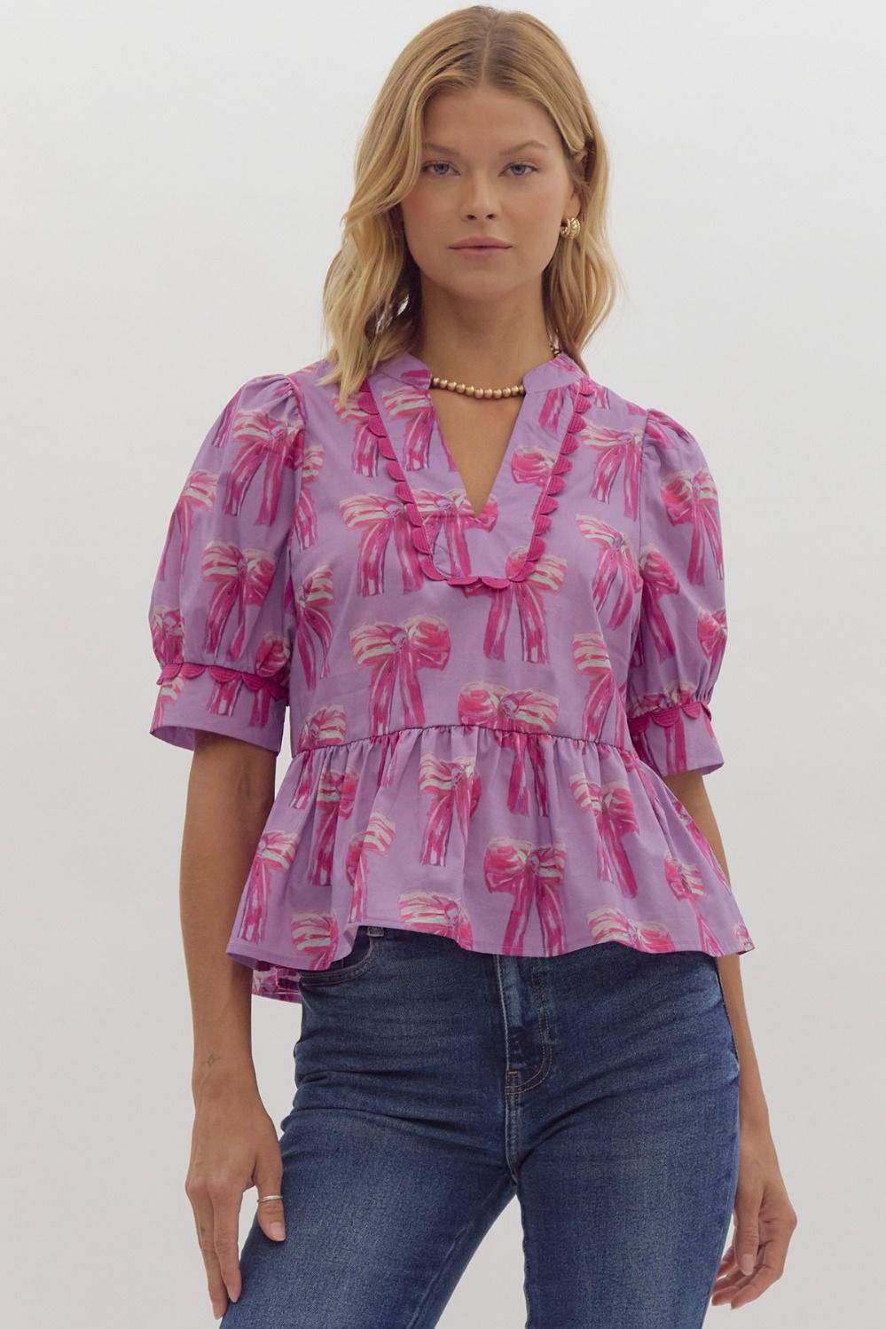 Beatrice Bow Blouse - Pink