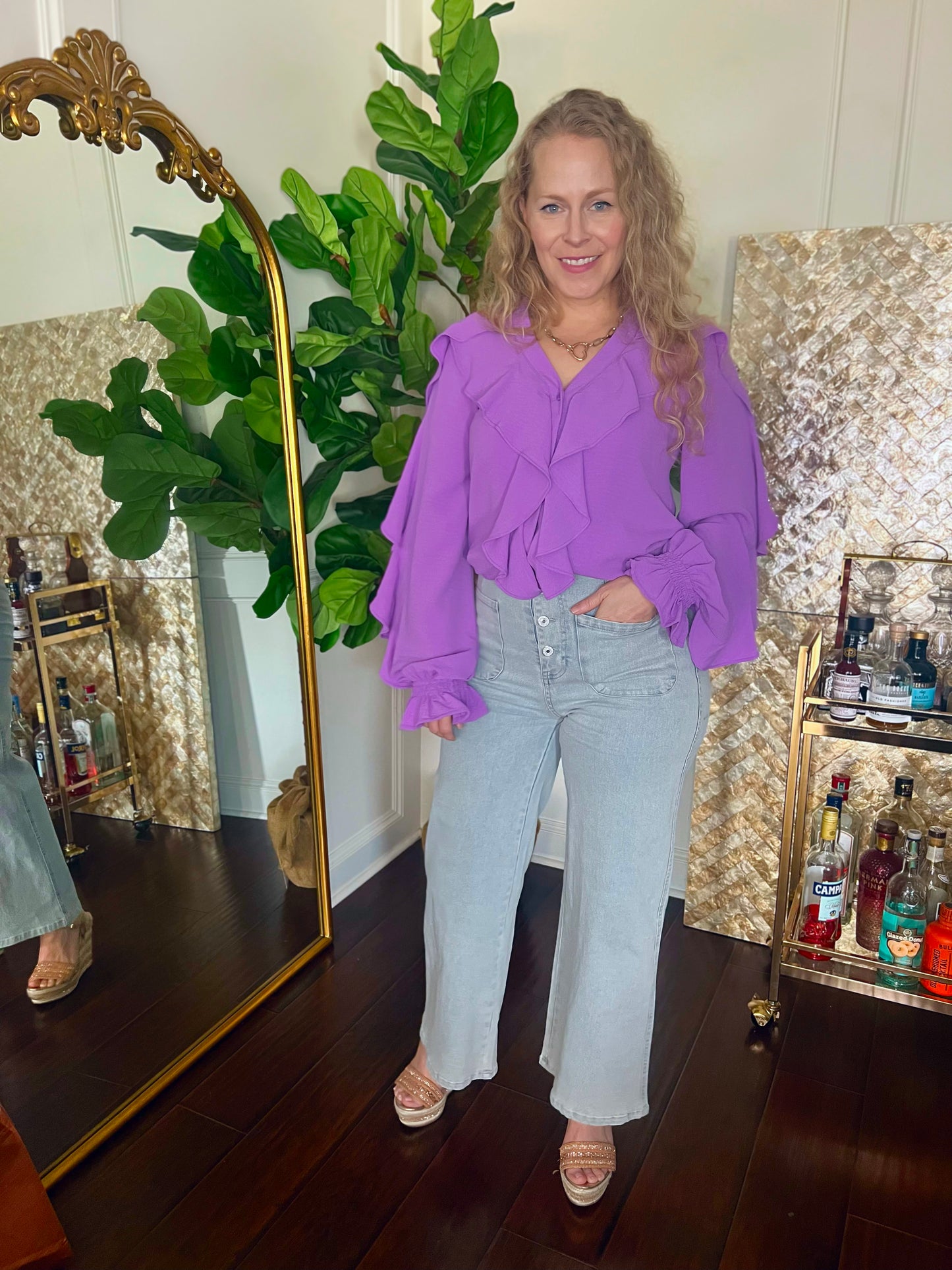 Anita Purple Ruffle Blouse