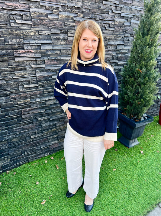 Laura Striped Turtleneck Sweater