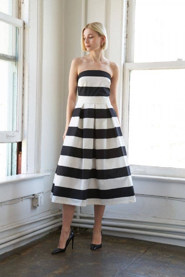 Callista Striped midi dress