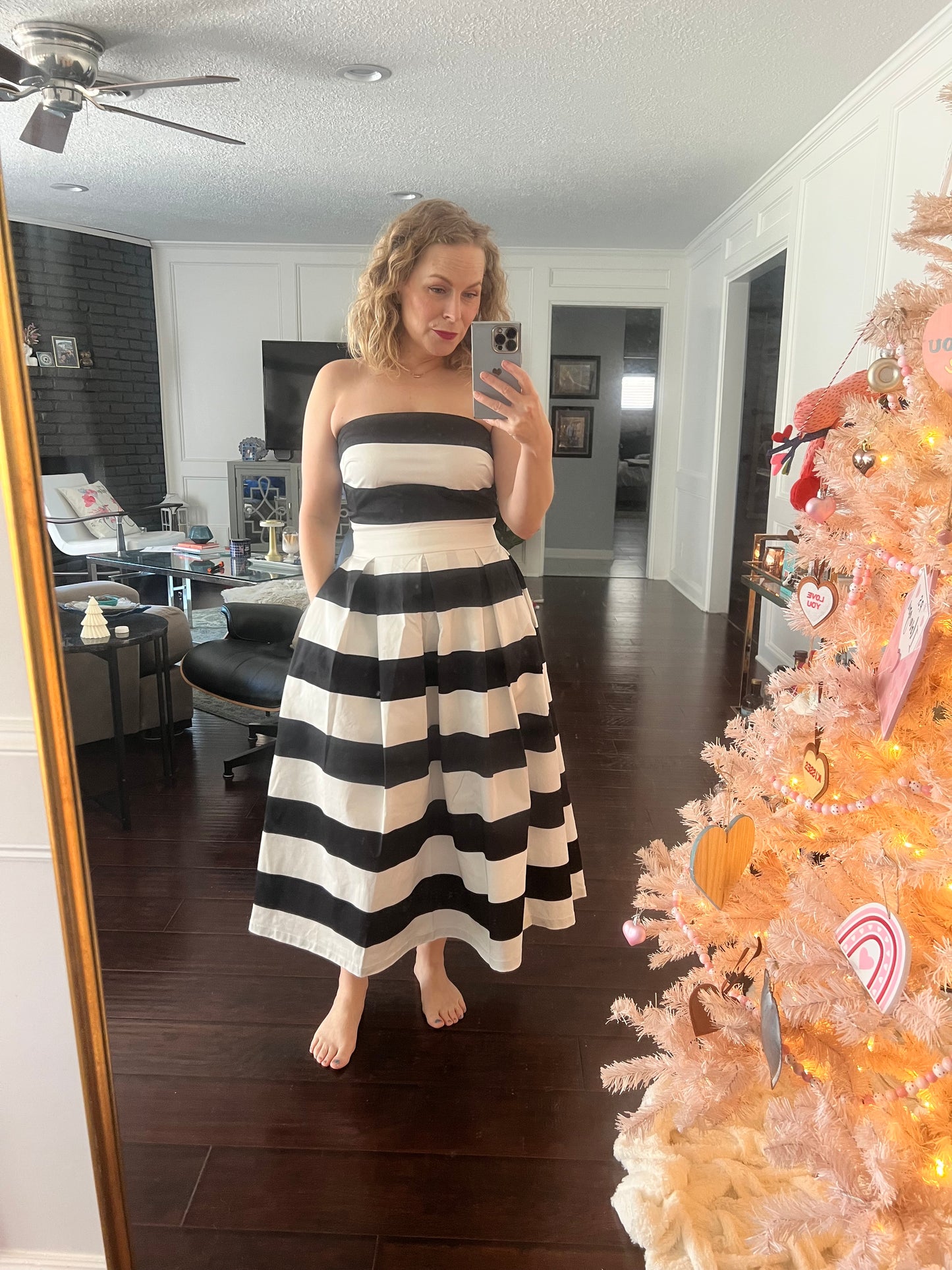 Callista Striped midi dress