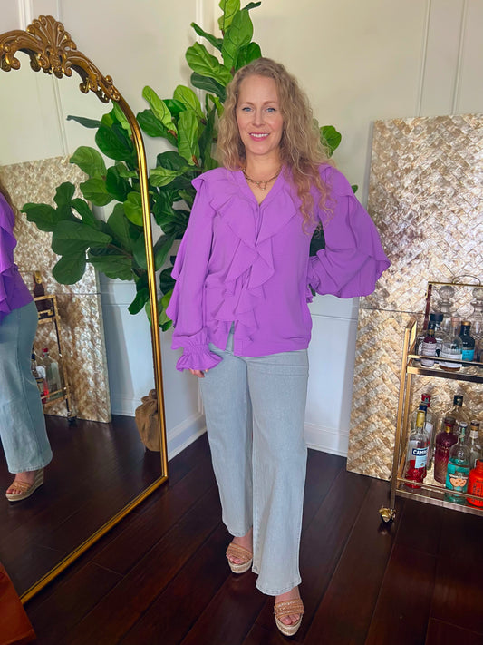 Anita Purple Ruffle Blouse