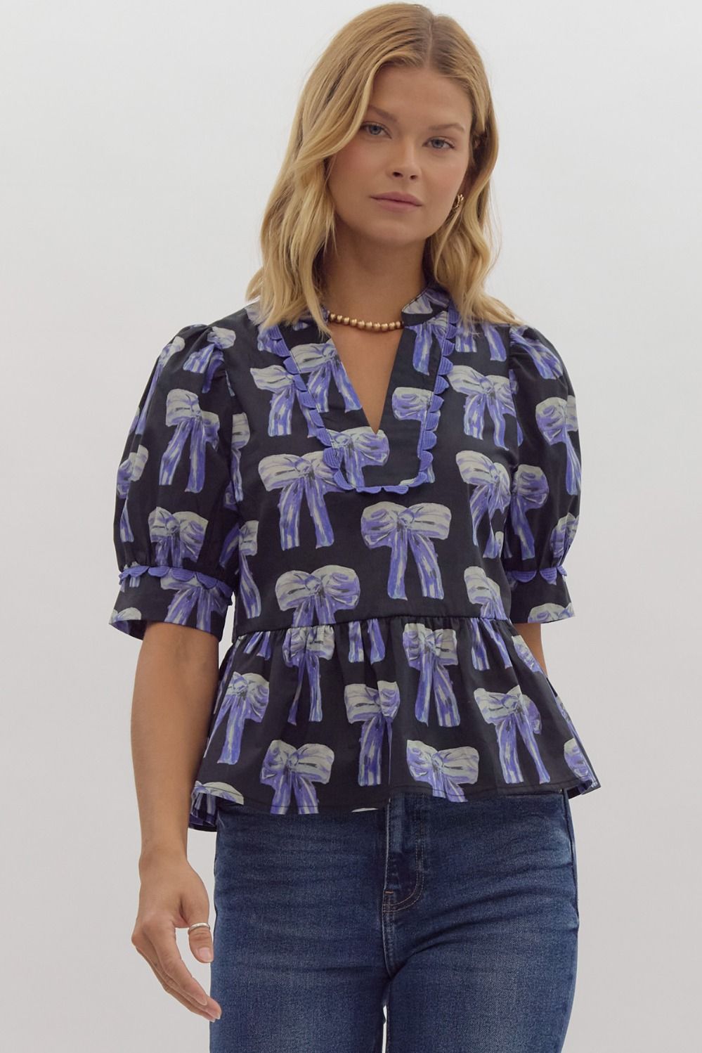 Beatrice Bow Blouse - Purple