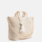 Birch Lurex Durrie Cane Handle Hand-Woven Large White Tote