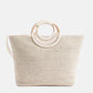 Birch Lurex Durrie Cane Handle Hand-Woven Large White Tote