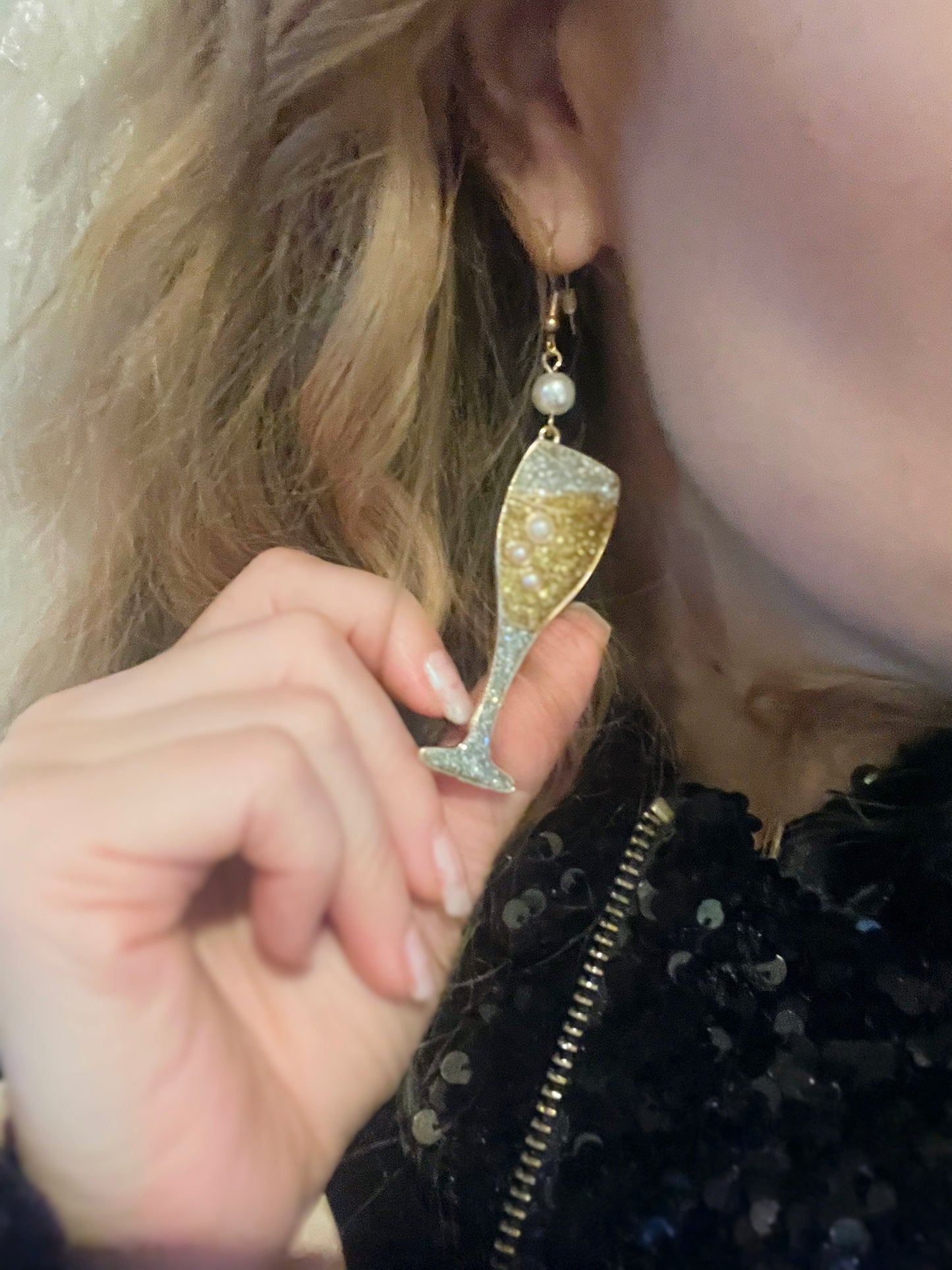 Champagne Pearl dangle earrings