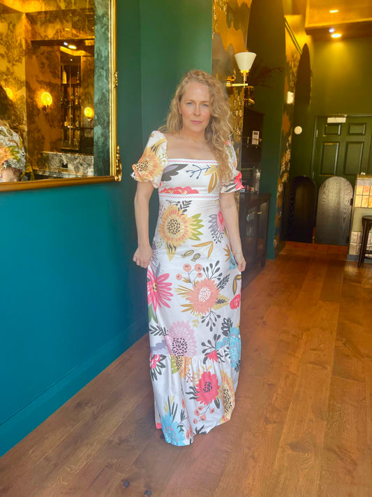 Camille floral puff sleeve maxi dress