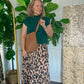 Courtney pleated leopard skirt