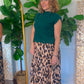 Courtney pleated leopard skirt