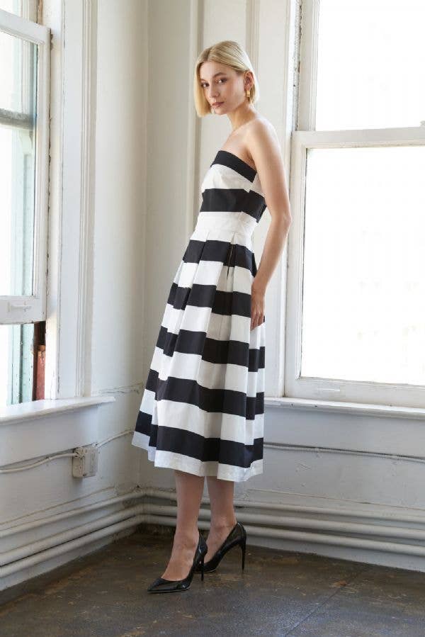 Callista Striped midi dress