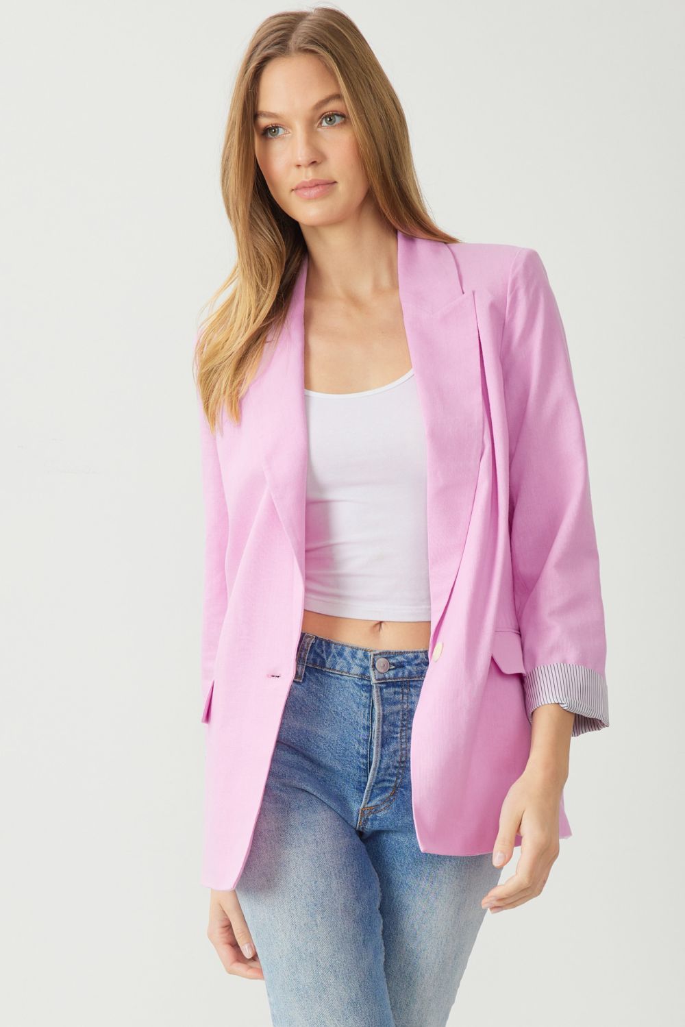 Josephine pink linen blazer