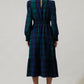 Hudson Plaid Caitlyn Smock Sleeve Midi Dress