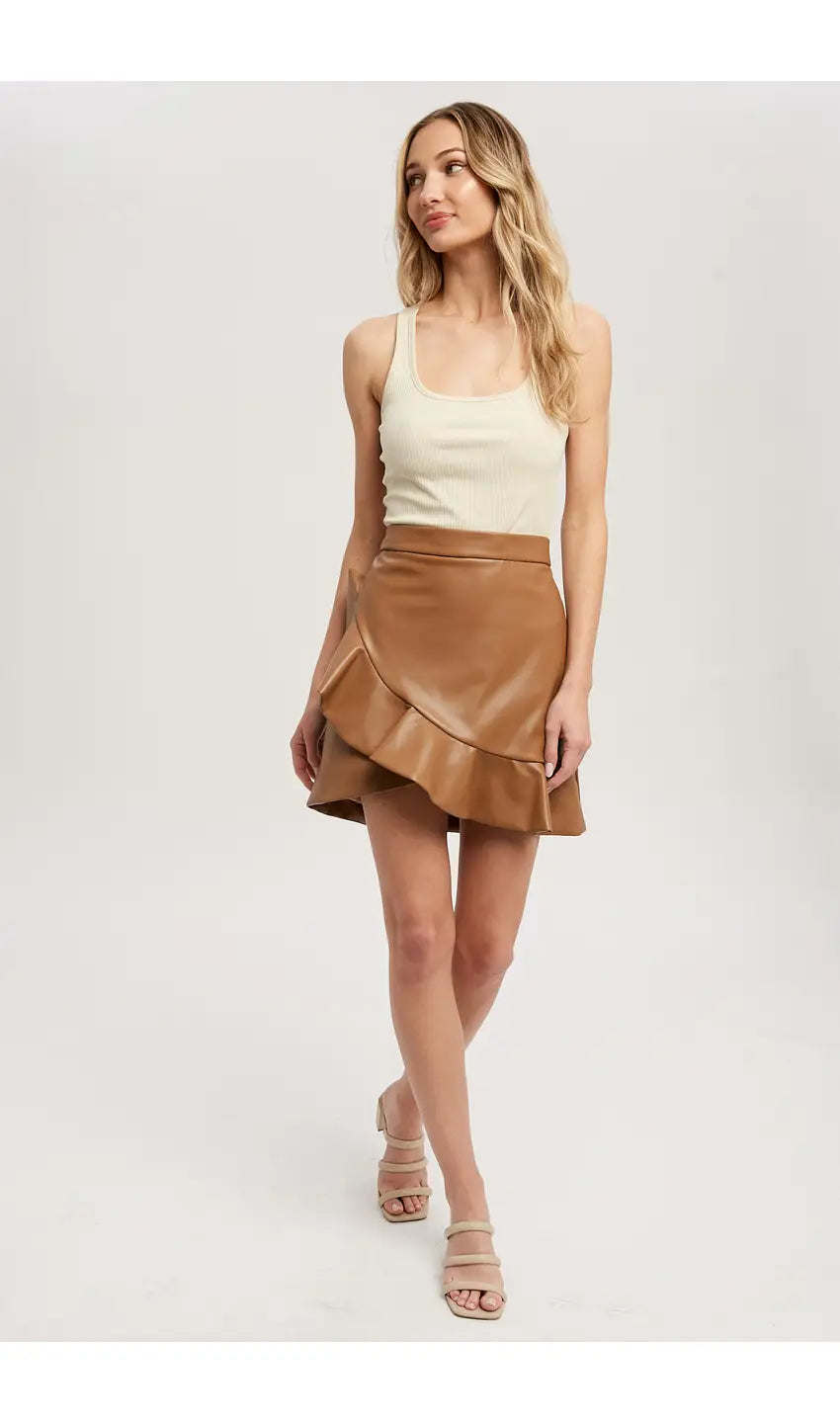 Christina Vegan Leather Skirt ( Medium Left)