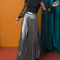 Pleated silver skirt