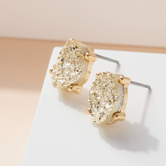 Druzy Stone Gold Stud Earrings